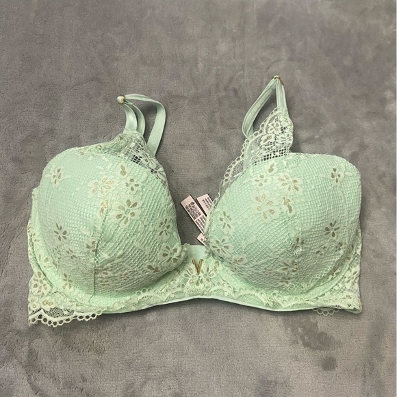 New! Victoria’s Secret Green Lace Lightly Lined Plunge Half Pad Bra 10266 - Picture 2 of 8